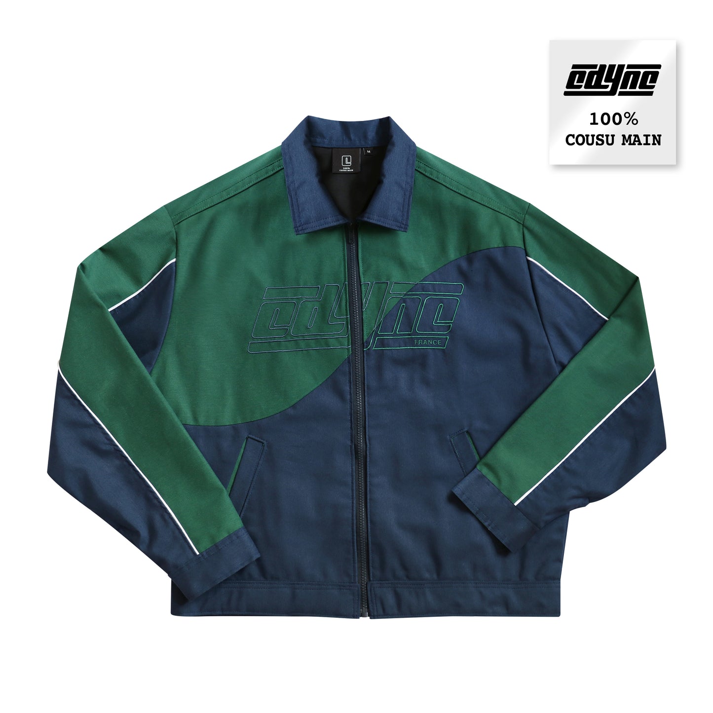 Veste 100% Cousu Main vert/bleu