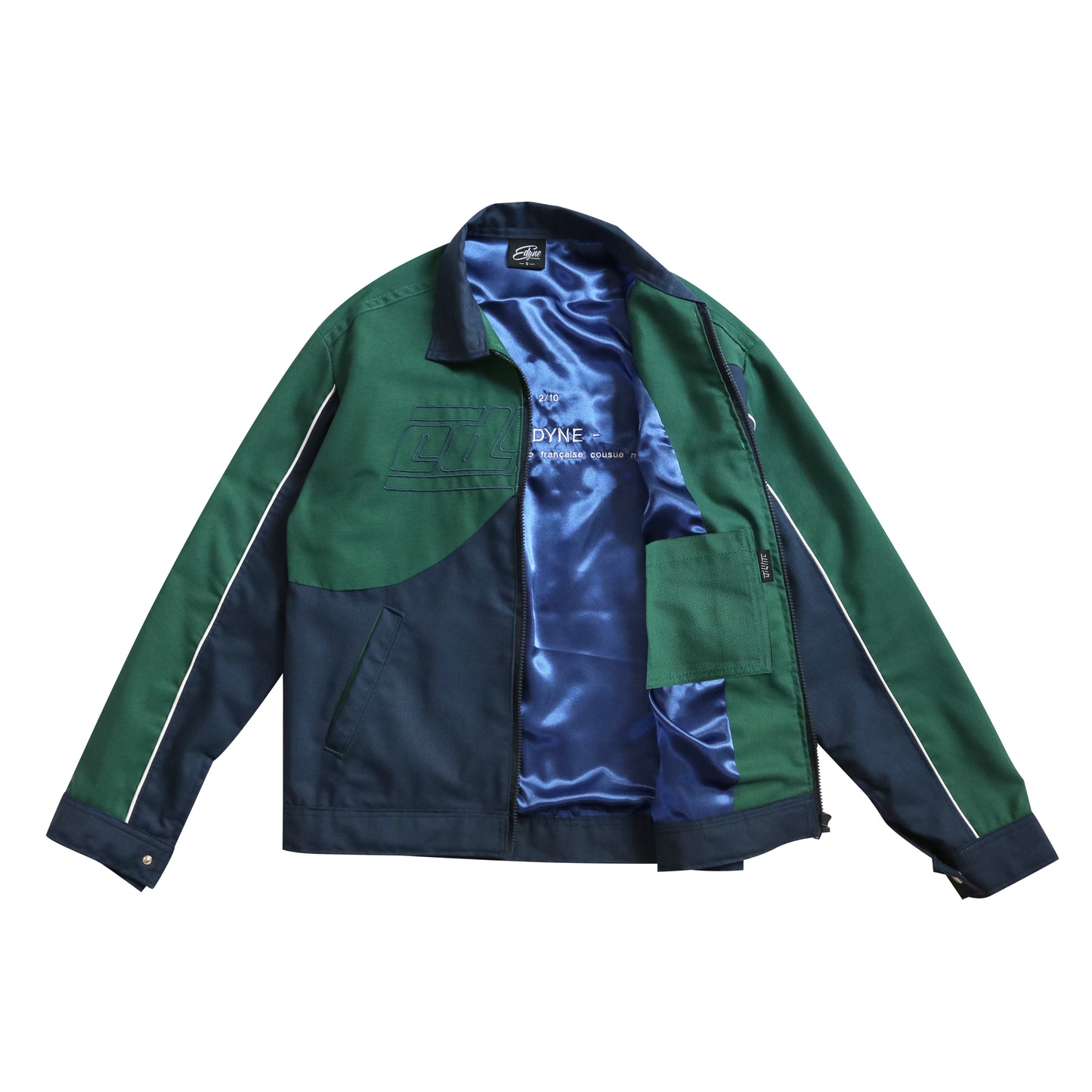 Veste 100% Cousu Main vert/bleu